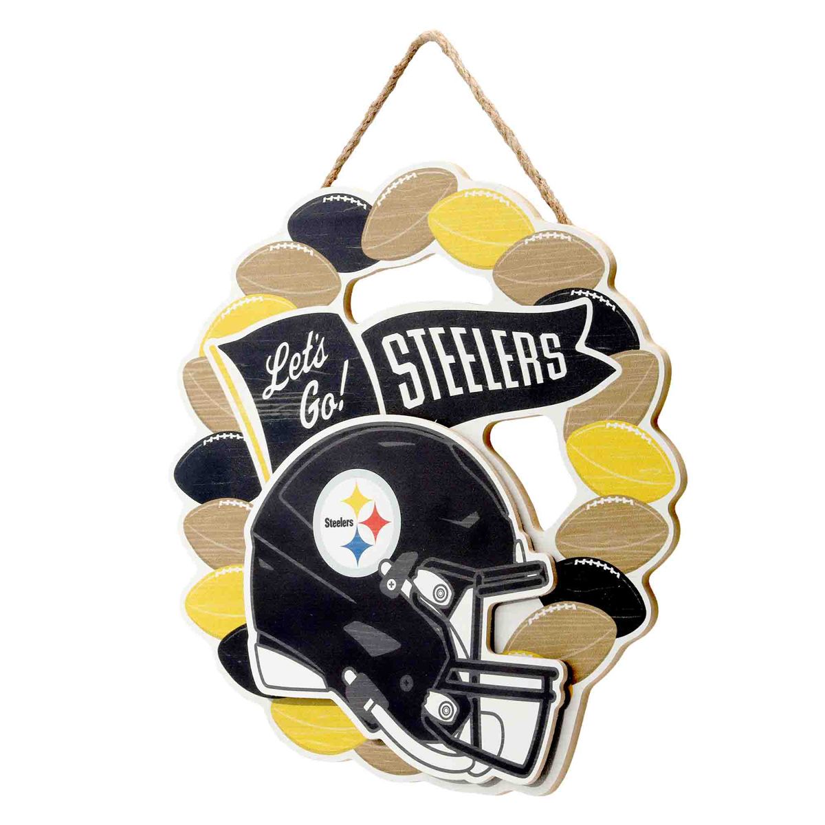 Pittsburgh Steelers 15"x15" Wreath Sign 2 Pittsburgh Steelers 15"x15" Wreath Sign