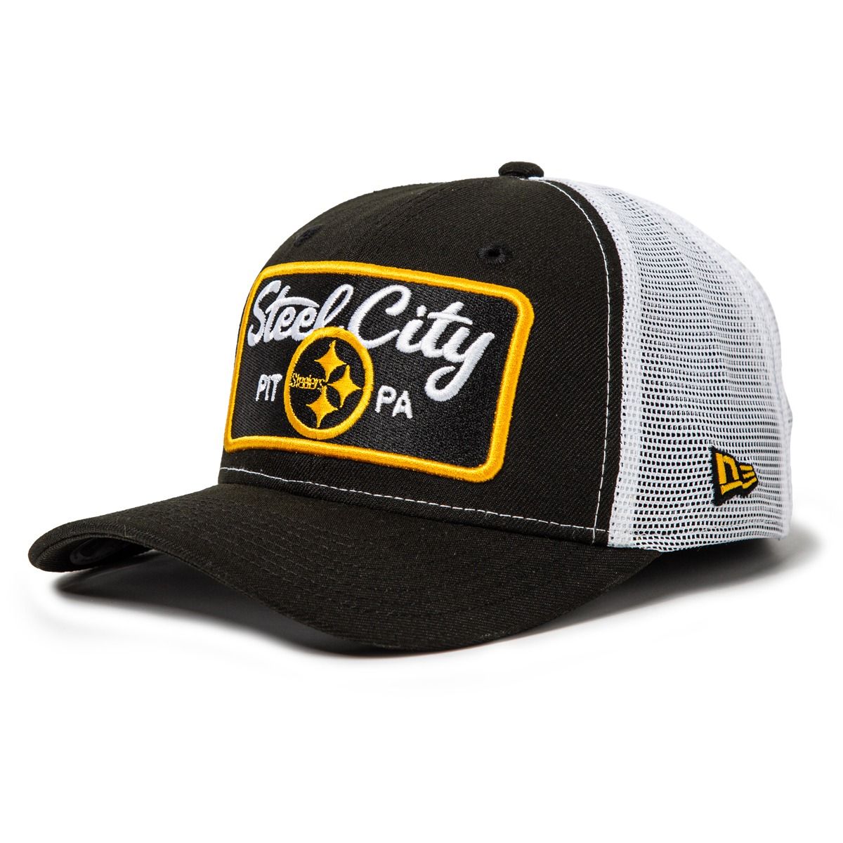 Pittsburgh Steelers New Era 9SEVENTY Script Steel City Trucker Hat