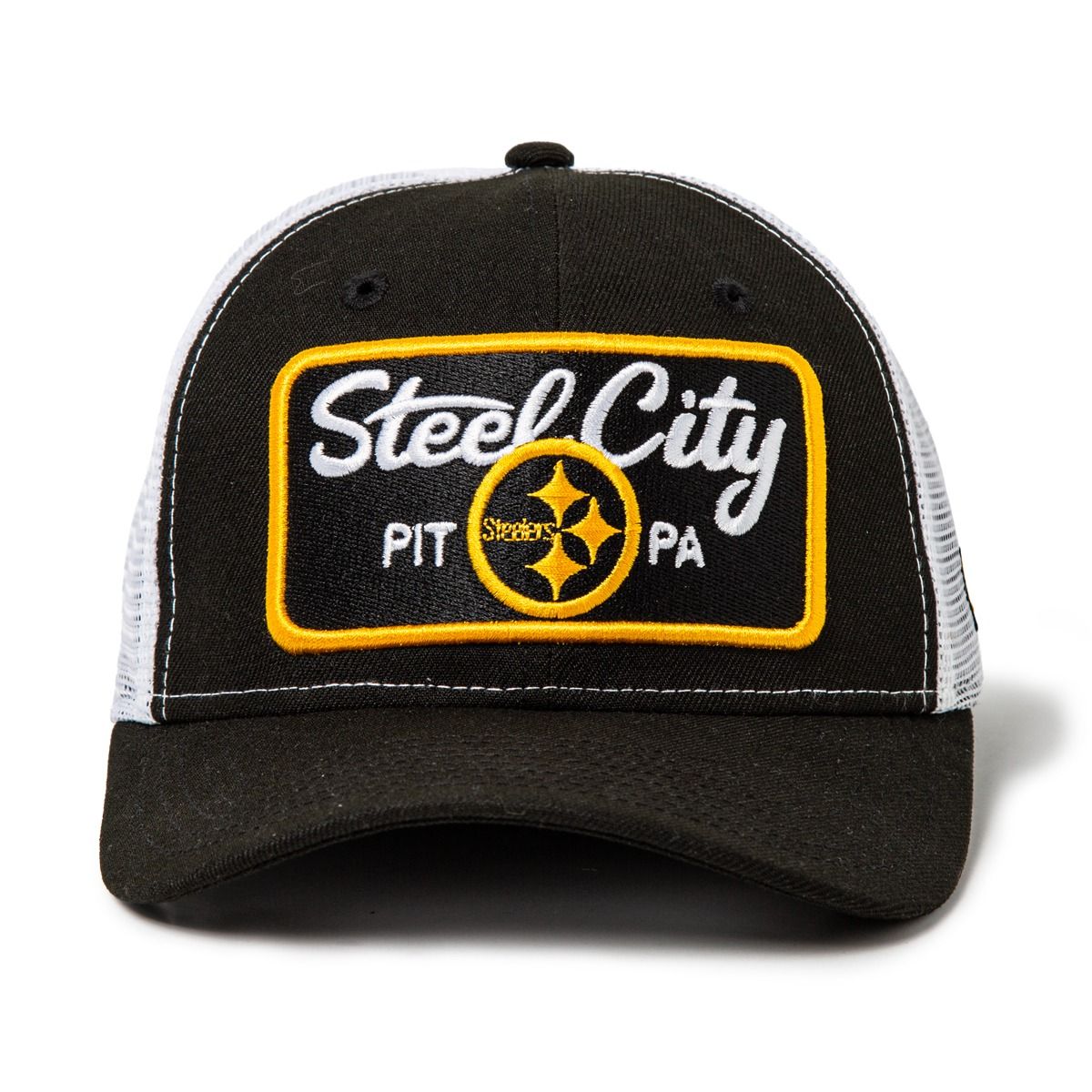 Pittsburgh Steelers New Era 9SEVENTY Script Steel City Trucker Hat