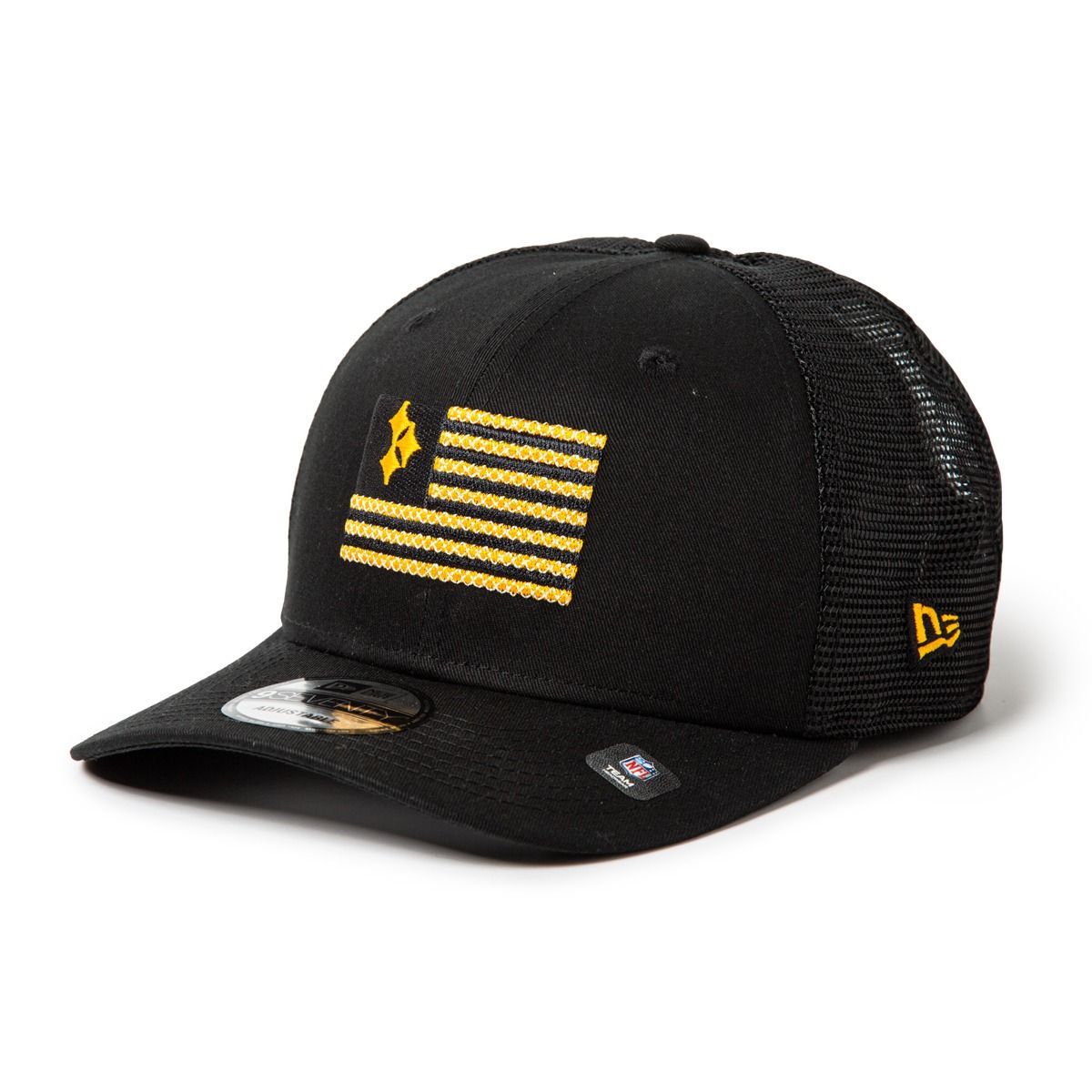 Pittsburgh Steelers New Era 9Seventy Hypocycloid Flag Trucker Hat