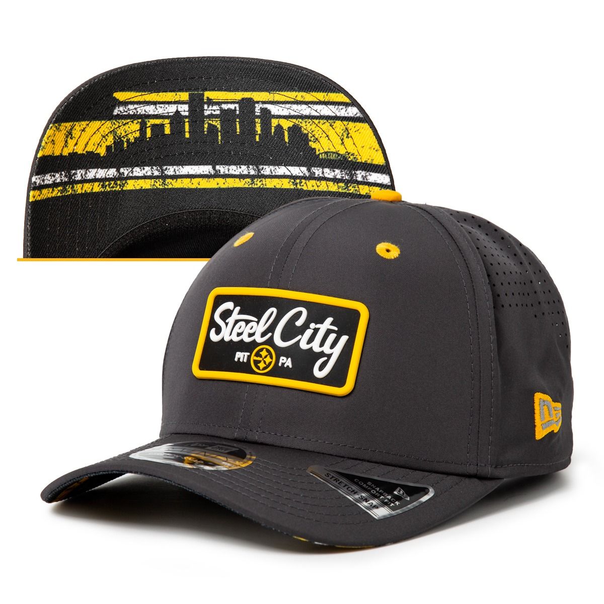 Pittsburgh Steelers New Era 9SEVENTY Steel City Rectangle Grey Hat