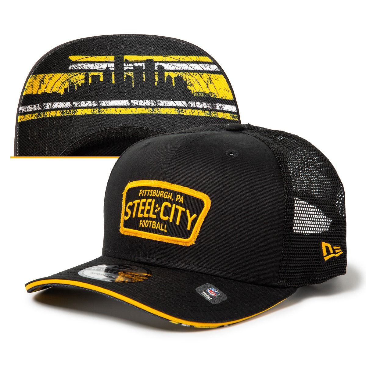 Pittsburgh Steelers New Era 9SEVENTY Steel City Trucker Hat 13 Pittsburgh Steelers New Era 9SEVENTY Steel City Trucker Hat