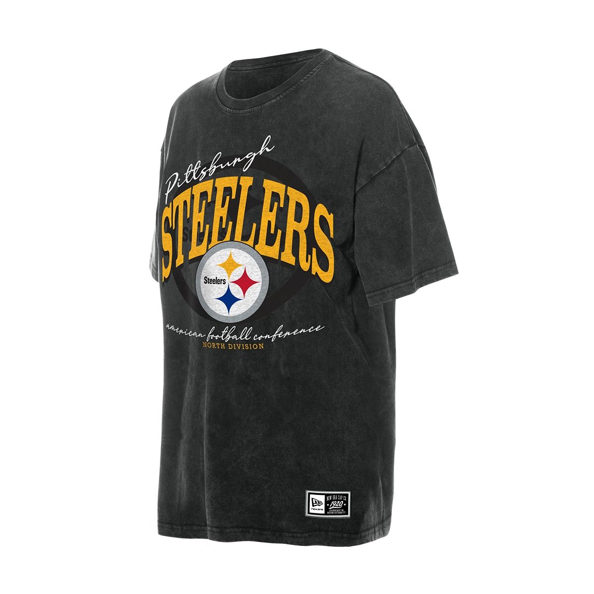 Pittsburgh Steelers Women's New Era Throwback Script Enzyme Short Sleeve T-Shirt