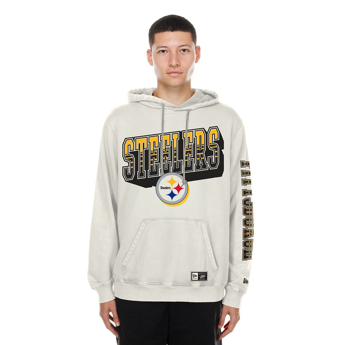 Pittsburgh Steelers Men's New Era Stripe Through City Pullover Fleece Hoodie 2 Pittsburgh Steelers Men's New Era Stripe Through City Pullover Fleece Hoodie