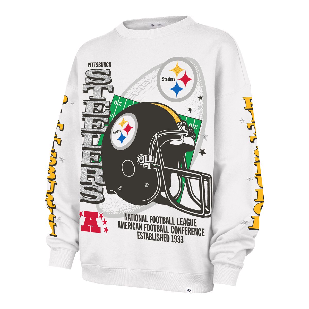 Pittsburgh Steelers Women's '47 Brand Thunderous Oversized Crew 1 Pittsburgh Steelers Women's '47 Brand Thunderous Oversized Crew