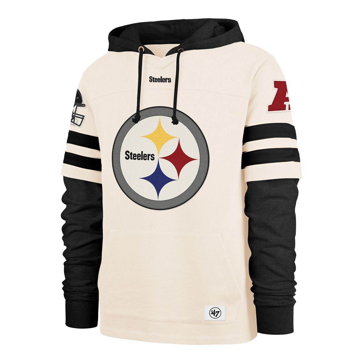 Pittsburgh Steelers Men's '47 Brand Split Zone Lacer Hoodie 1 Pittsburgh Steelers Men's '47 Brand Split Zone Lacer Hoodie
