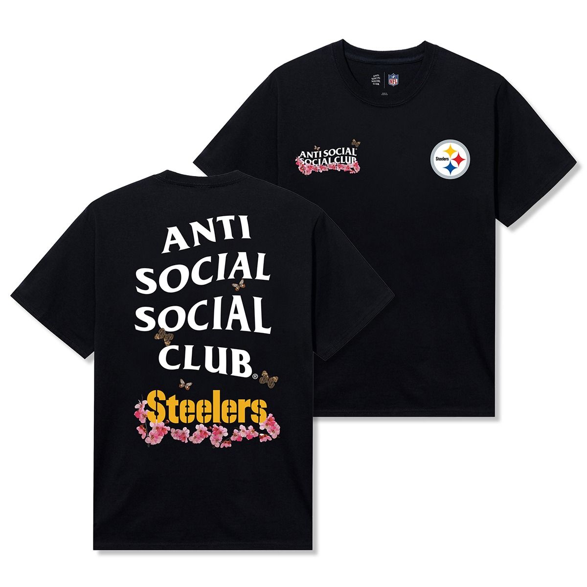 Pittsburgh Steelers Men's Anti Social Social Club Team Blossom T-Shirt 1 Pittsburgh Steelers Men's Anti Social Social Club Team Blossom T-Shirt