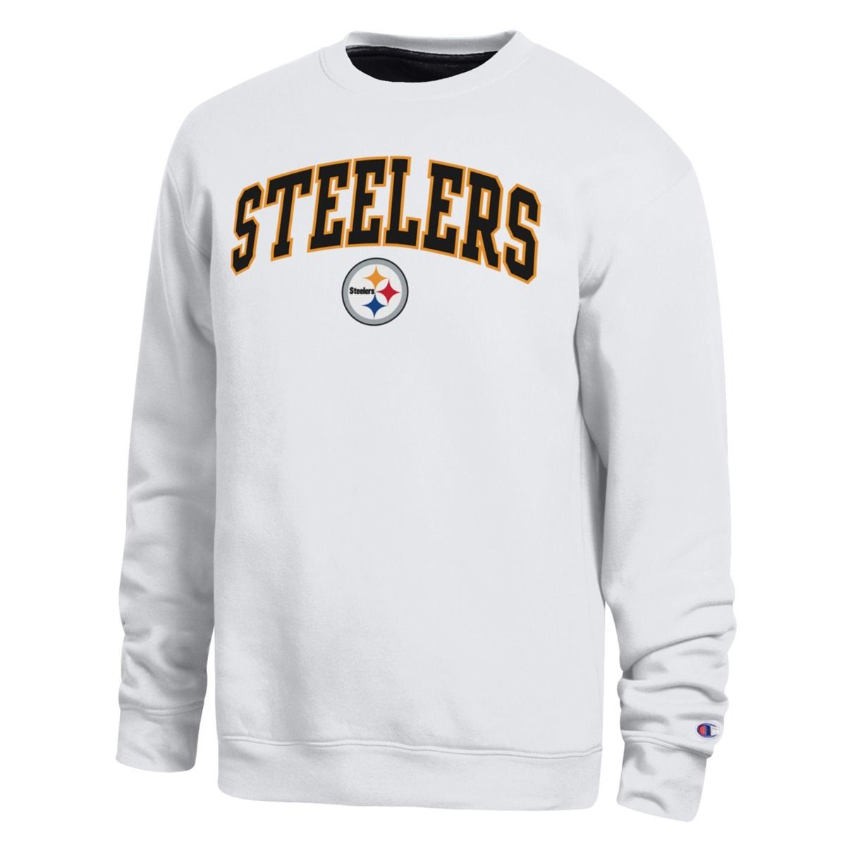Pittsburgh Steelers Men's Champion White Contrast Applique Crew 7 Pittsburgh Steelers Men's Champion White Contrast Applique Crew