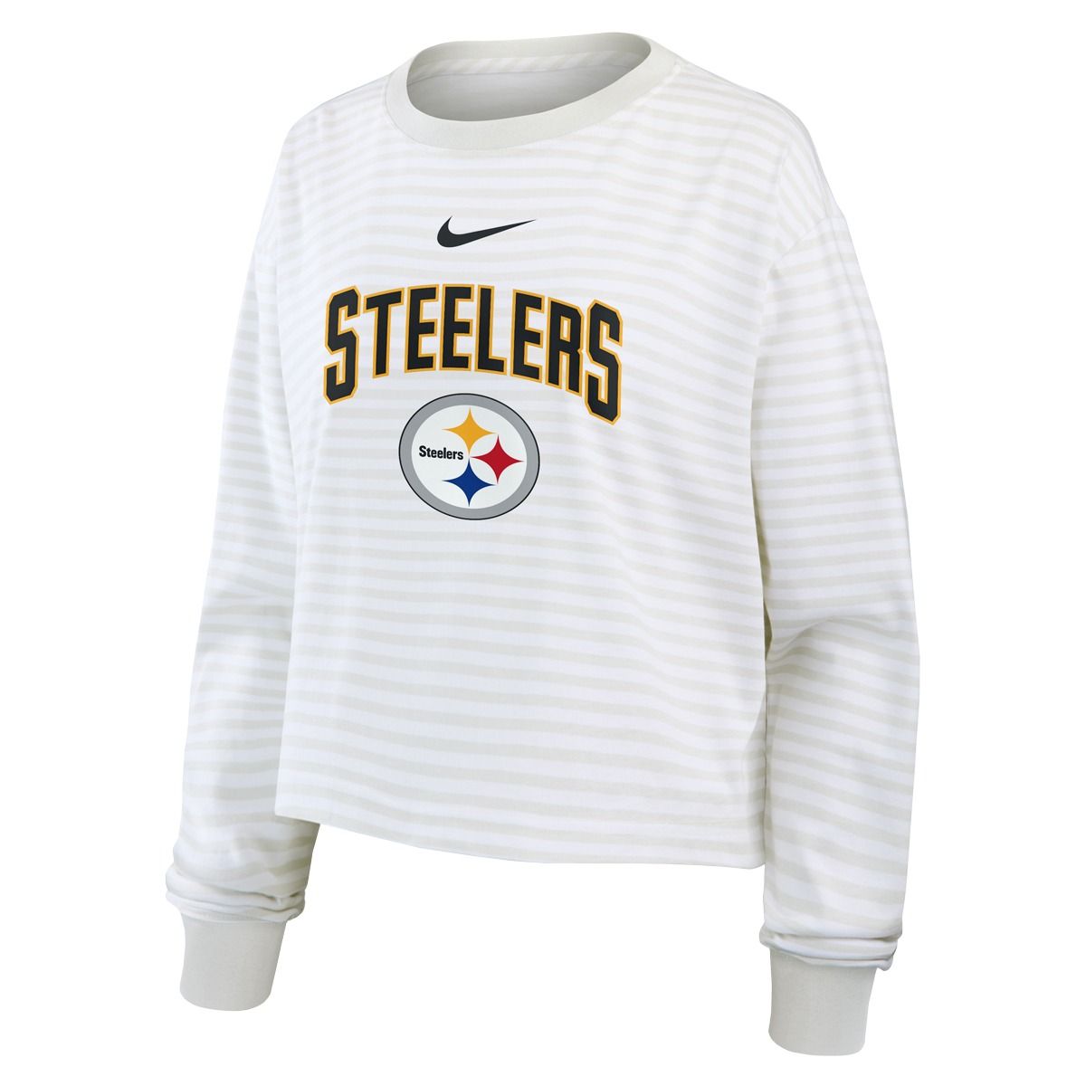 Pittsburgh Steelers Women's Nike Relaxed Striped Crop Long Sleeve T-Shirt 5 Pittsburgh Steelers Women's Nike Relaxed Striped Crop Long Sleeve T-Shirt