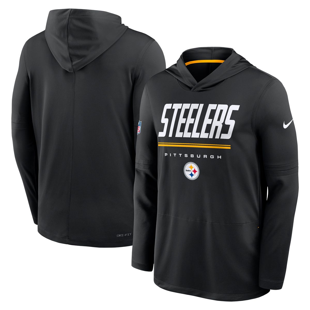 Pittsburgh Steelers Men's Tall Nike Dri-FIT Hooded Long Sleeve T-Shirt 3 Pittsburgh Steelers Men's Tall Nike Dri-FIT Hooded Long Sleeve T-Shirt