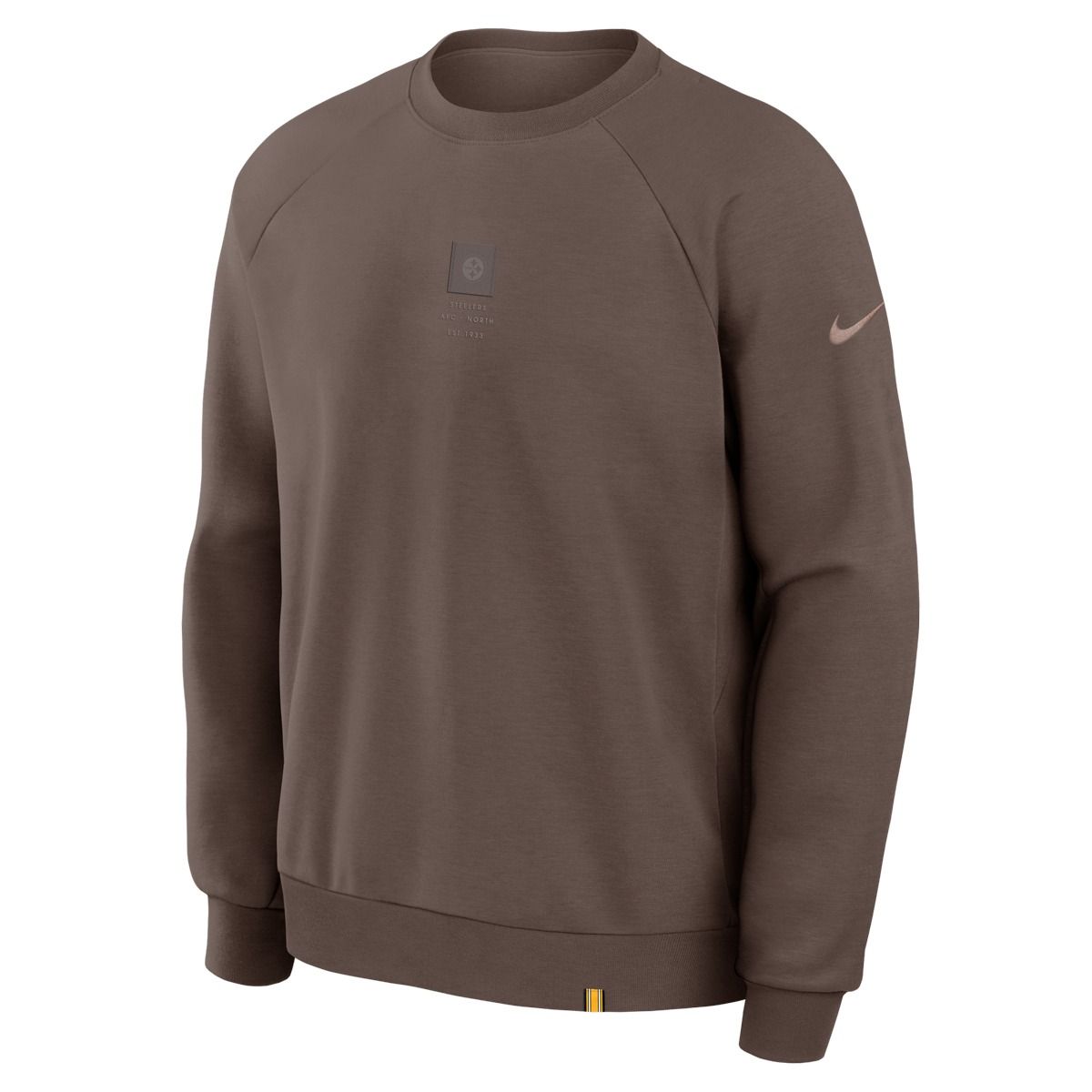Pittsburgh Steelers Men's Nike Regarged Dri-FIT Brown Crewneck 7 Pittsburgh Steelers Men's Nike Regarged Dri-FIT Brown Crewneck
