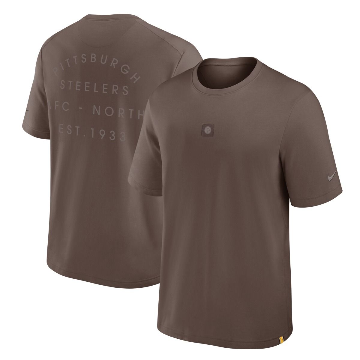 Pittsburgh Steelers Men's Nike Regarged Dri-FIT Brown Short Sleeve T-Shirt 1 Pittsburgh Steelers Men's Nike Regarged Dri-FIT Brown Short Sleeve T-Shirt