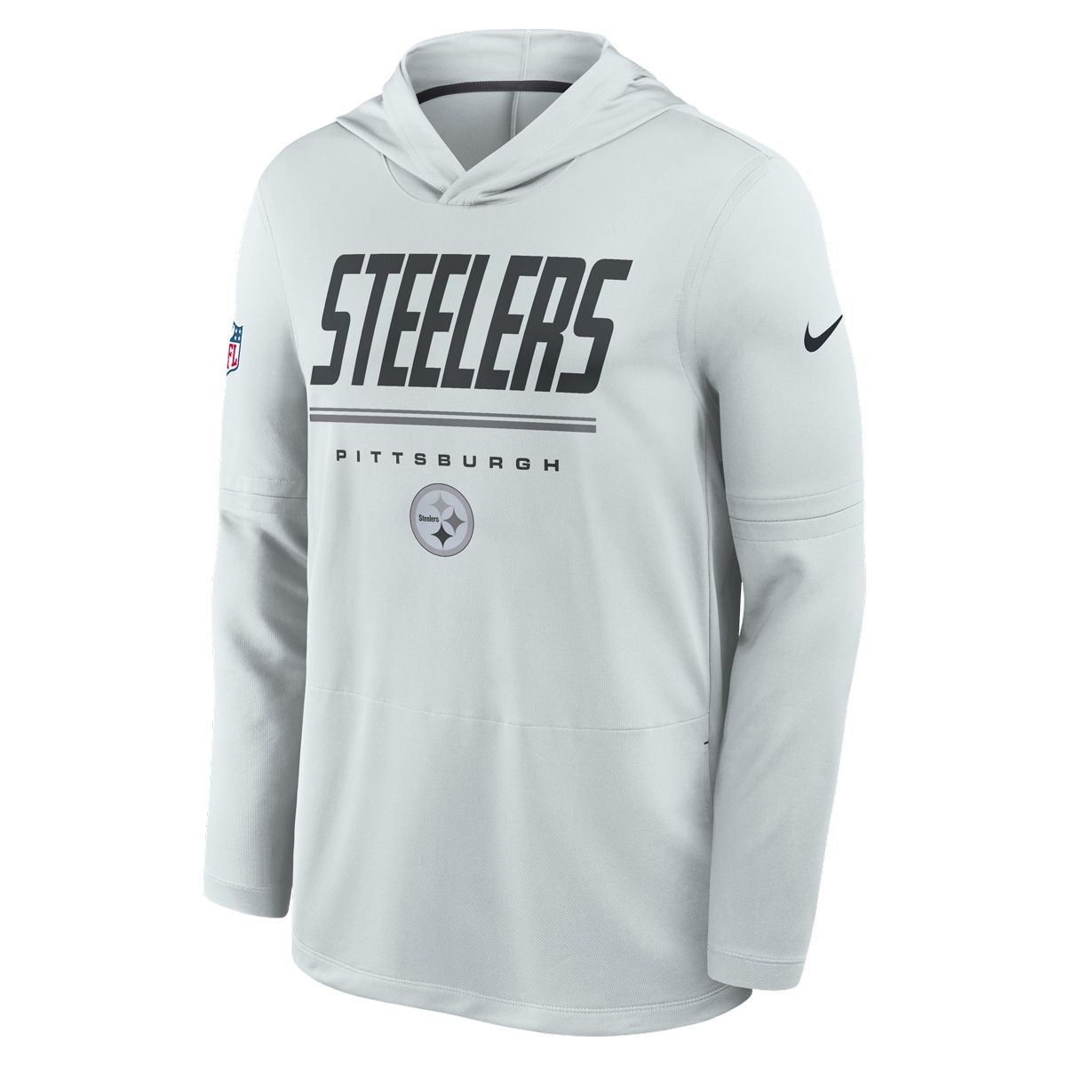Pittsburgh Steelers Men's Nike Dri-FIT Light Grey Hooded Long Sleeve T-Shirt
