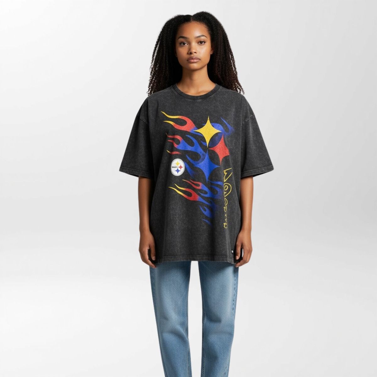 Pittsburgh Steelers Wild Collective Hypocycloid Flames Short Sleeve T-Shirt