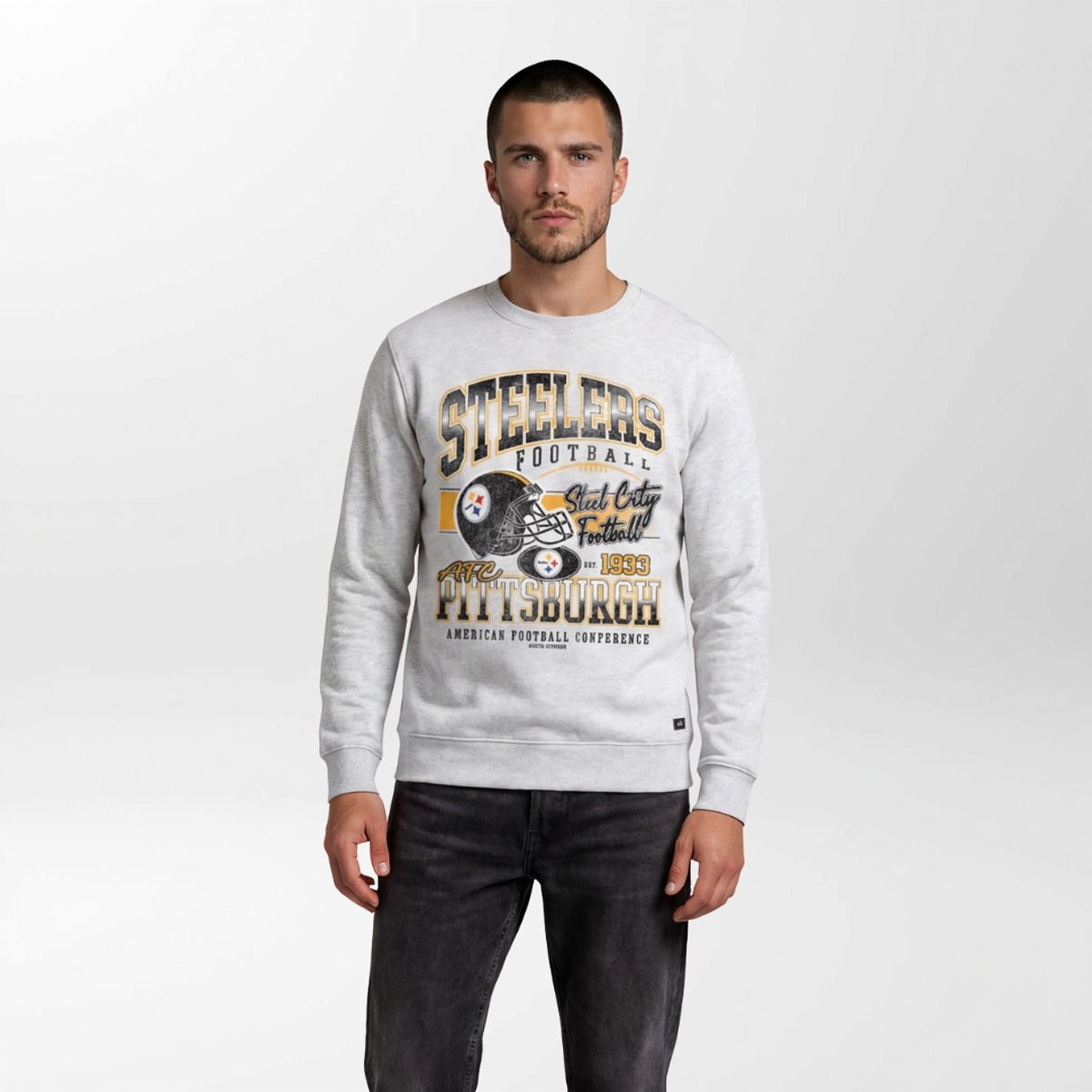 Pittsburgh Steelers Unisex Wild Collective Grey Vintage Graphic Crew Sweatshirt 1 Pittsburgh Steelers Unisex Wild Collective Grey Vintage Graphic Crew Sweatshirt
