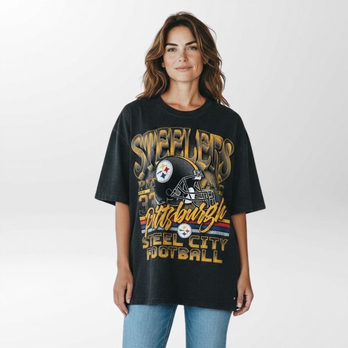Pittsburgh Steelers Unisex Wild Collective Mineral Wash Vintage Short Sleeve T-Shirt