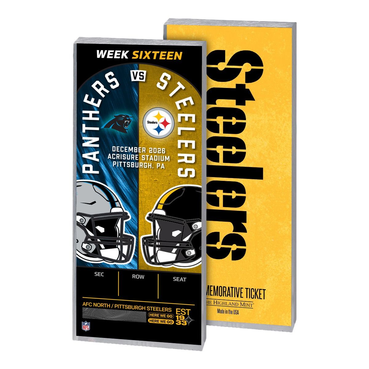 Pittsburgh Steelers vs. Carolina Panthers Week 16 Personalized Ticket of the Game