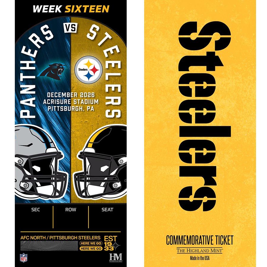 Pittsburgh Steelers vs. Carolina Panthers Week 16 Personalized Ticket of the Game