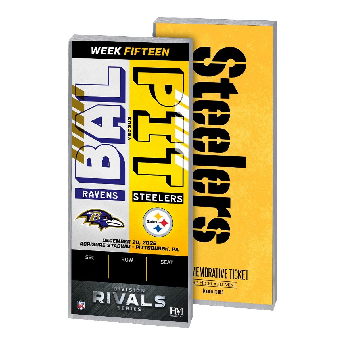 Pittsburgh Steelers vs. Baltimore Ravens 12/20/26 Personalized Ticket of the Game