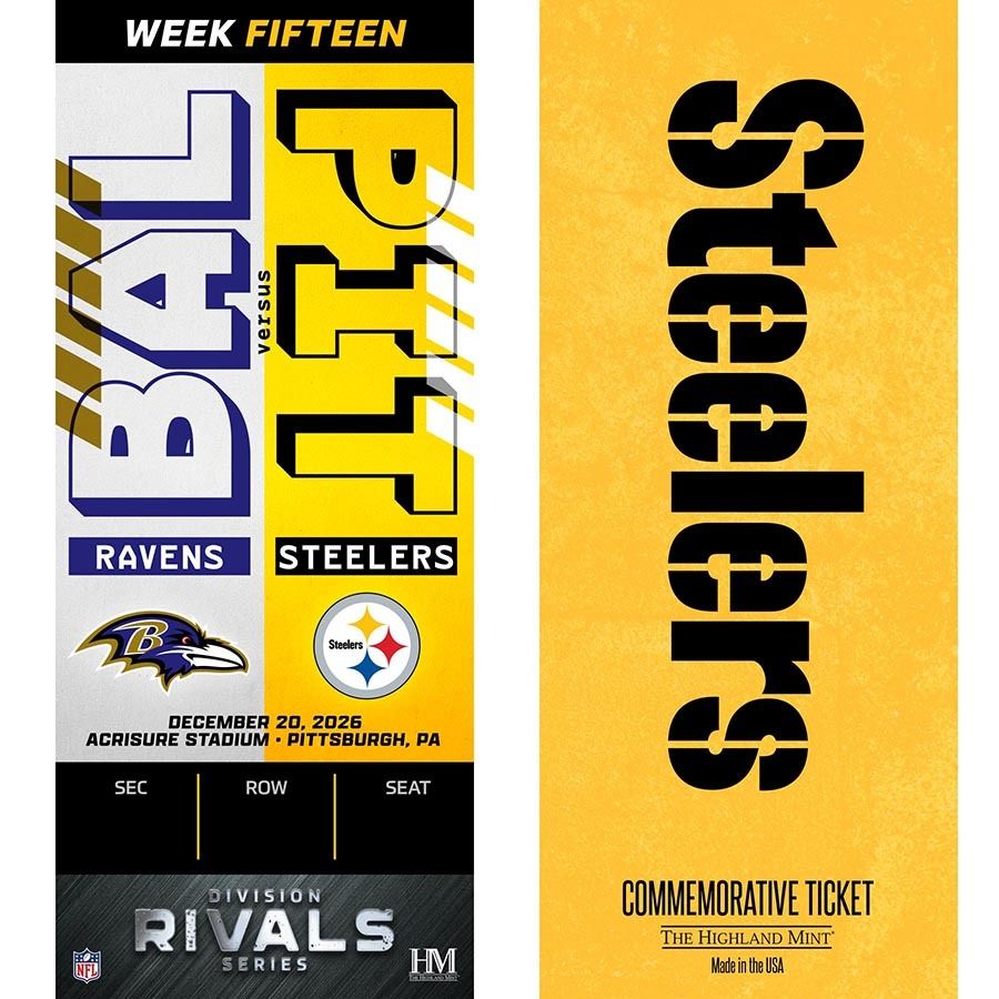 Pittsburgh Steelers vs. Baltimore Ravens 12/20/26 Personalized Ticket of the Game