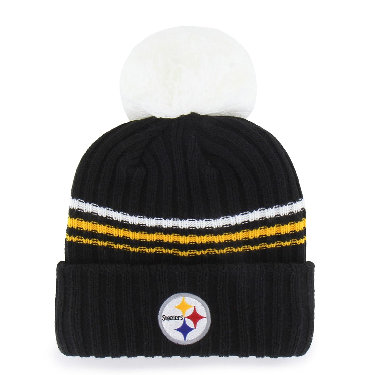 Pittsburgh Steelers Women's '47 brand Fuzzy Script Big Pom Knit Hat