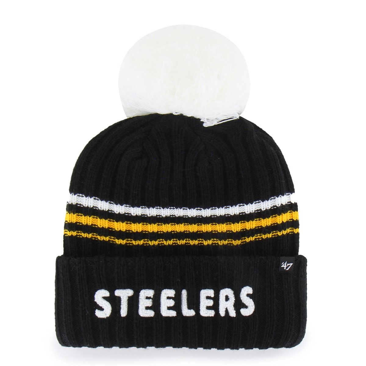 Pittsburgh Steelers Women's '47 brand Fuzzy Script Big Pom Knit Hat