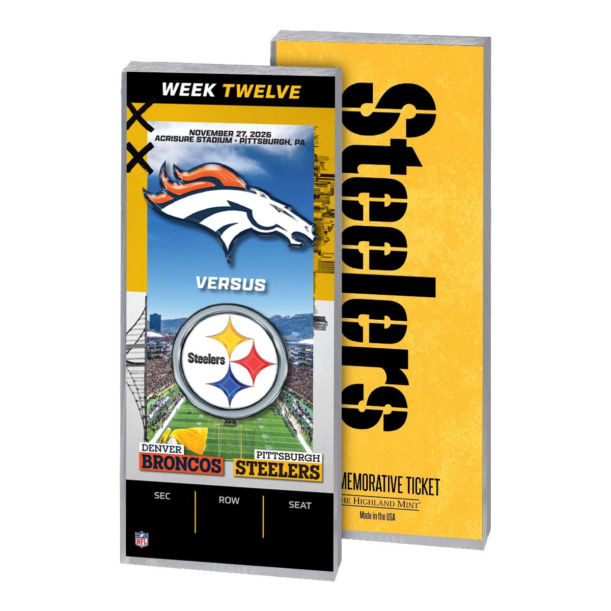 Pittsburgh Steelers vs. Denver Broncos 11/27/26 Personalized Ticket of the Game 5 Pittsburgh Steelers vs. Denver Broncos 11/27/26 Personalized Ticket of the Game