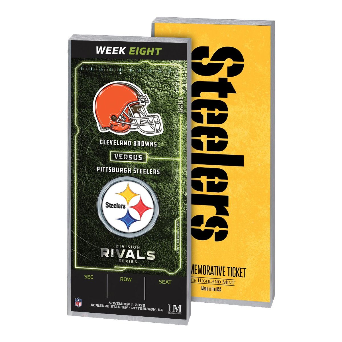 Pittsburgh Steelers vs. Cleveland Browns 11/1/26 Personalized Ticket of the Game 1 Pittsburgh Steelers vs. Cleveland Browns 11/1/26 Personalized Ticket of the Game