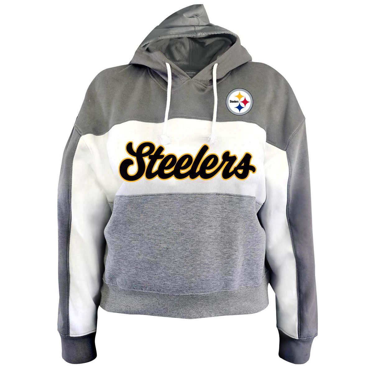 Pittsburgh Steelers Women's Plus Colorblock Pullover Fleece Hoodie 1 Pittsburgh Steelers Women's Plus Colorblock Pullover Fleece Hoodie