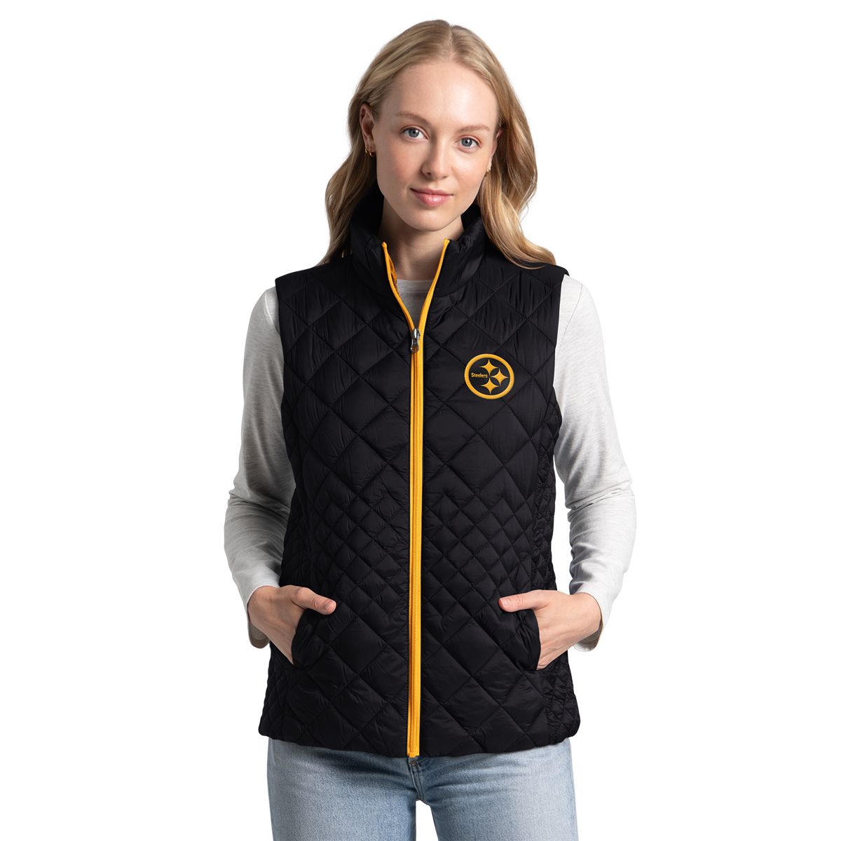 Pittsburgh Steelers Women's GIII Color Rush Punt Quilted Vest 5 Pittsburgh Steelers Women's GIII Color Rush Punt Quilted Vest