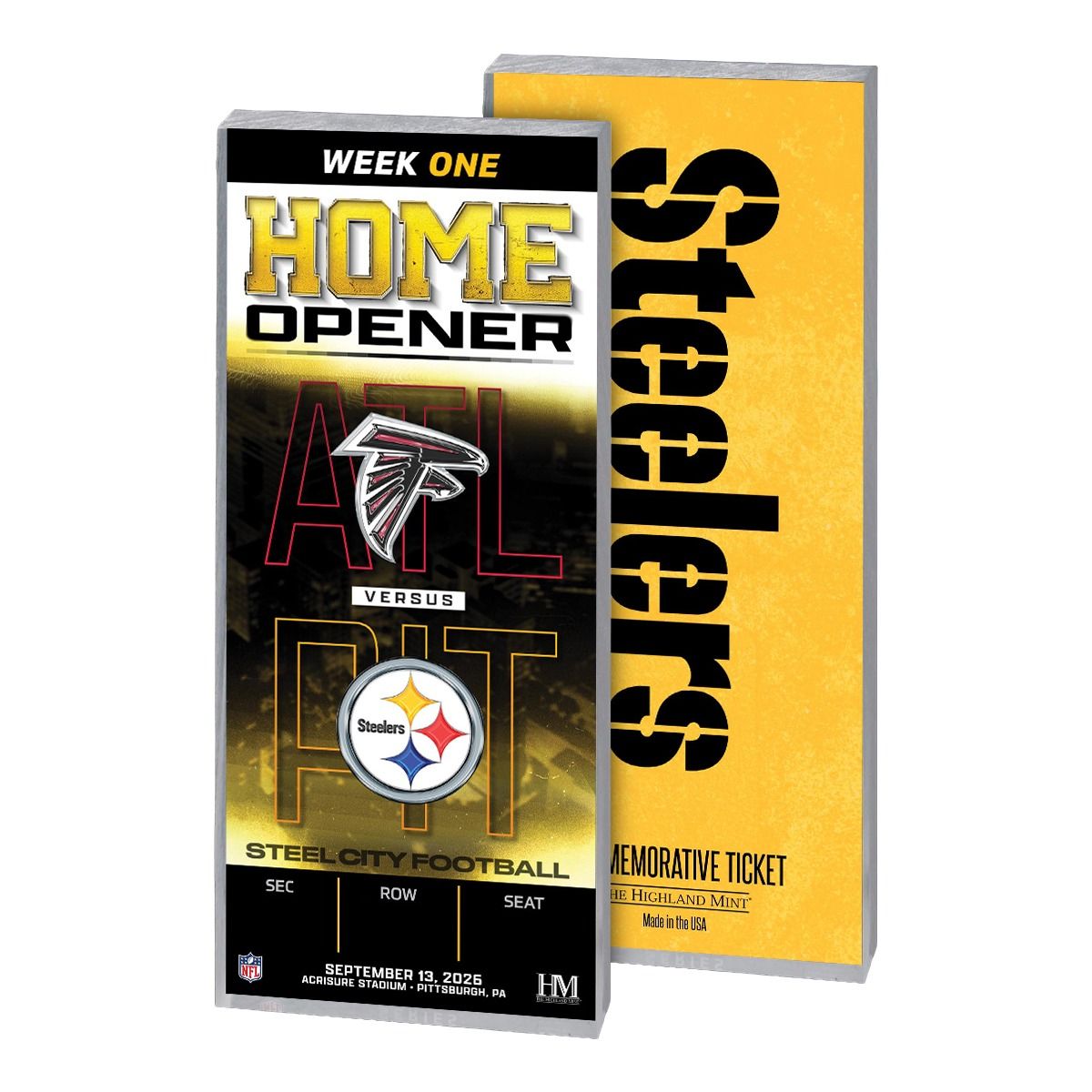 Pittsburgh Steelers vs. Atlanta Falcons 9/13/26 Personalized Ticket of the Game