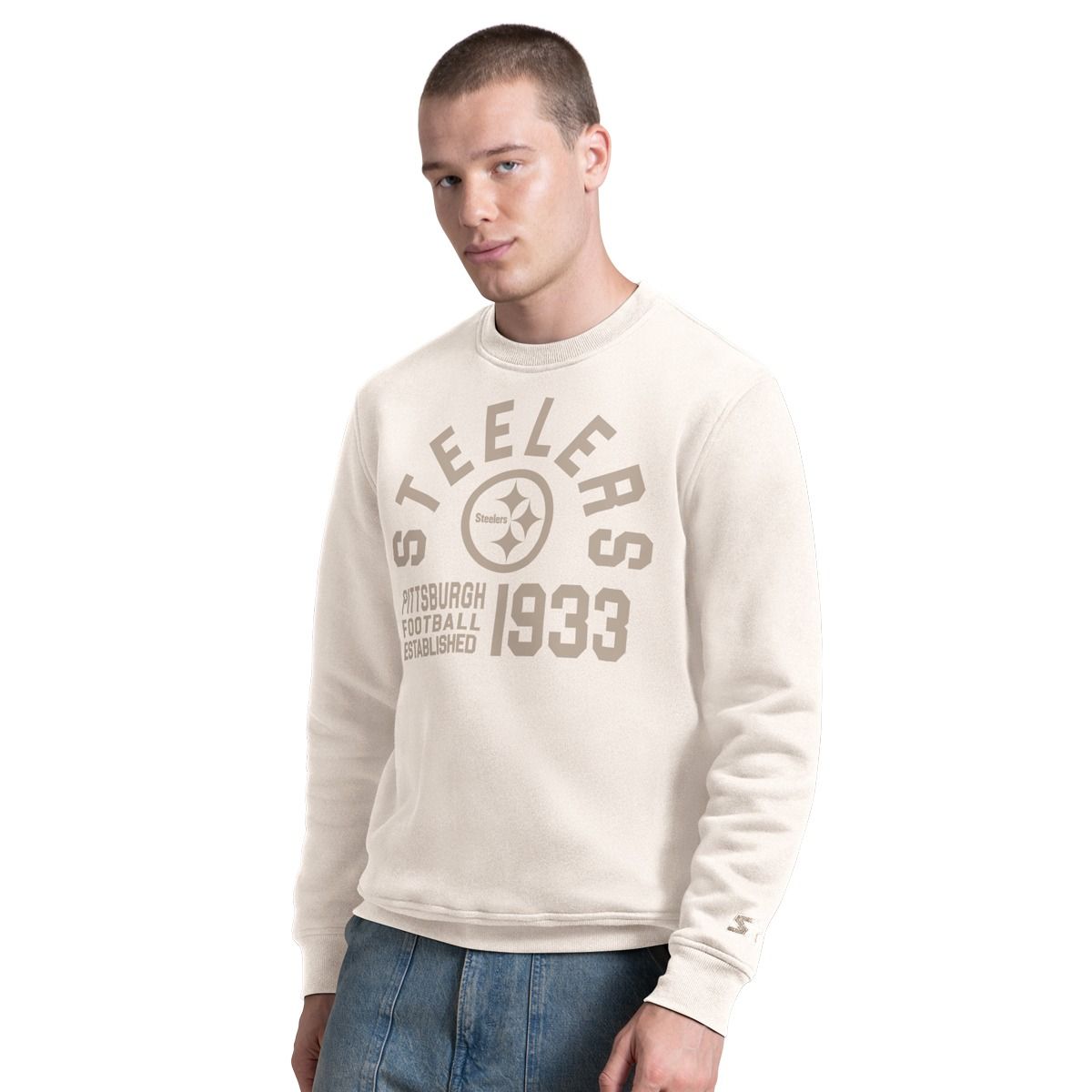 Pittsburgh Steelers Men's GIII Post Game Cream Fleece Crewneck 7 Pittsburgh Steelers Men's GIII Post Game Cream Fleece Crewneck