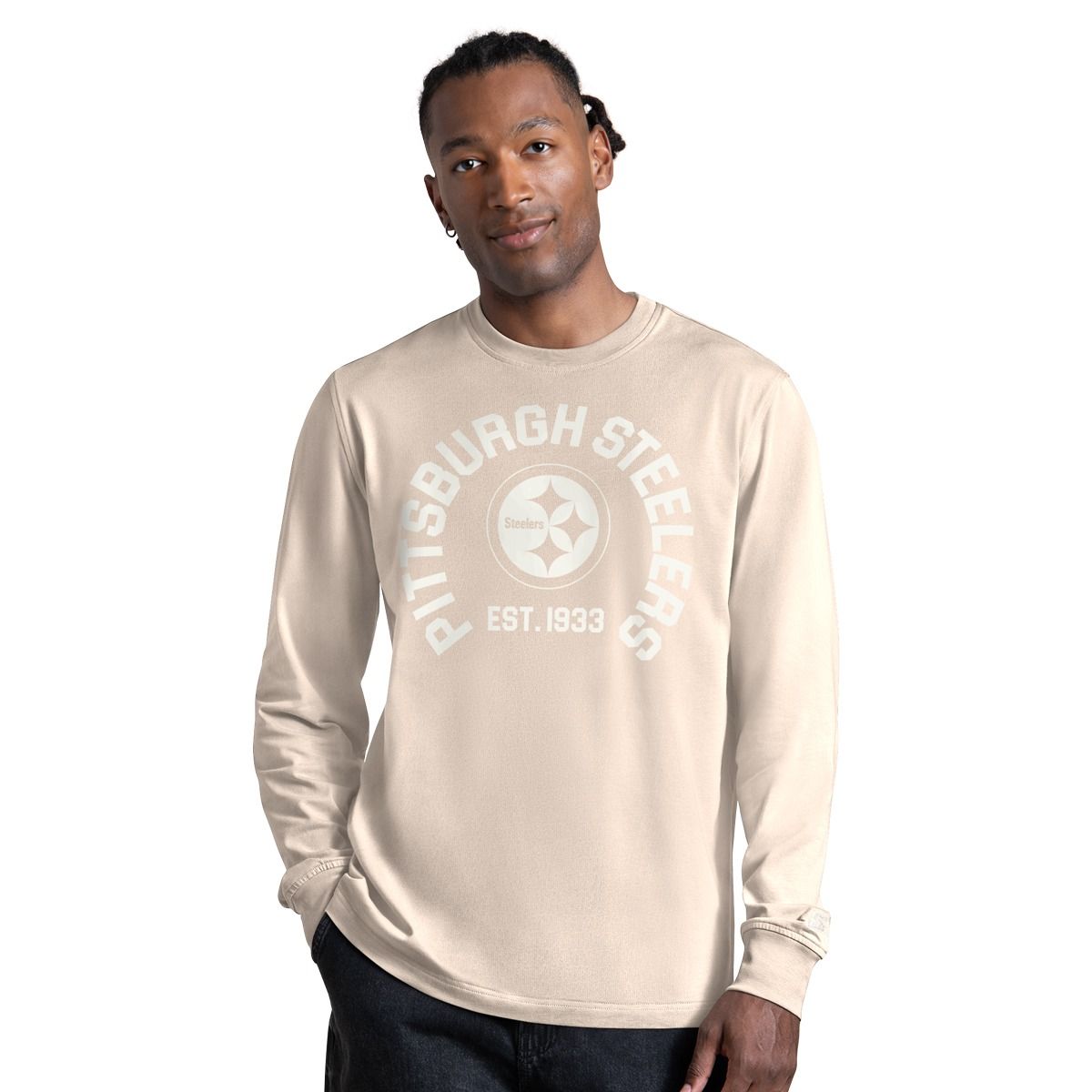 Pittsburgh Steelers Men's GIII Game Clock Taupe Long Sleeve T-Shirt 1 Pittsburgh Steelers Men's GIII Game Clock Taupe Long Sleeve T-Shirt