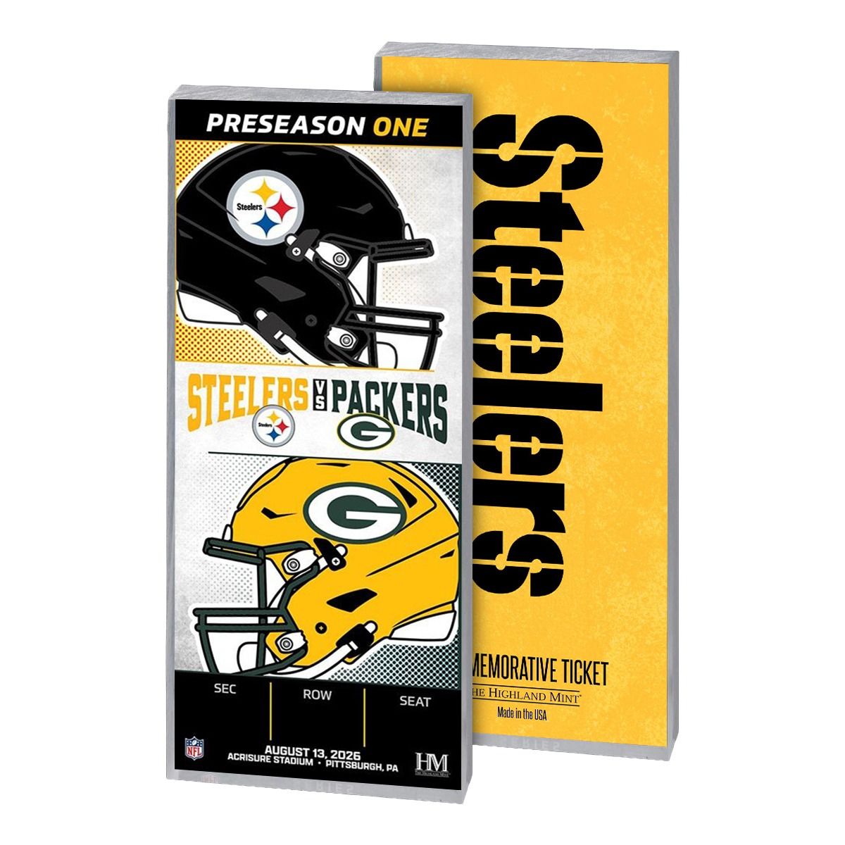 Pittsburgh Steelers vs. Green Bay Packers 8/13/26 Personalized Ticket of the Game