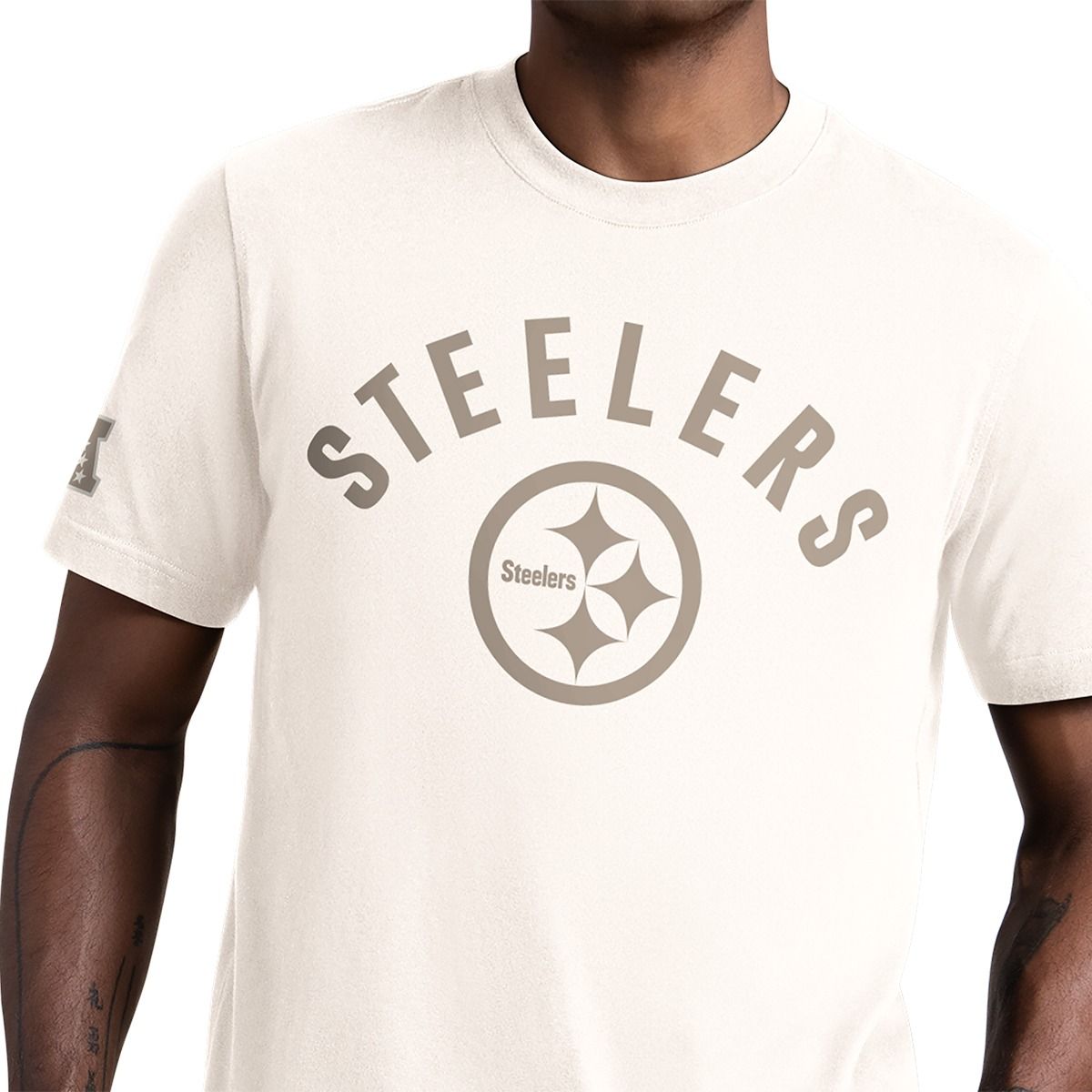 Pittsburgh Steelers Men's GIII Baseline Cream Short Sleeve T-Shirt 3 Pittsburgh Steelers Men's GIII Baseline Cream Short Sleeve T-Shirt