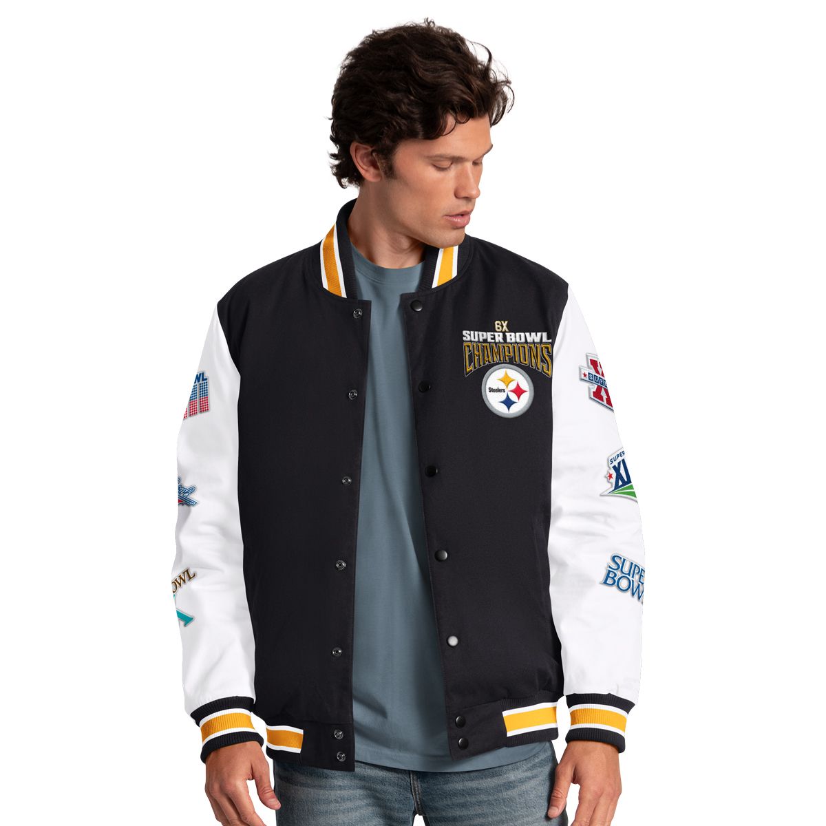 Pittsburgh Steelers Men's GIII Playoffs 6X Champ Varsity Jacket