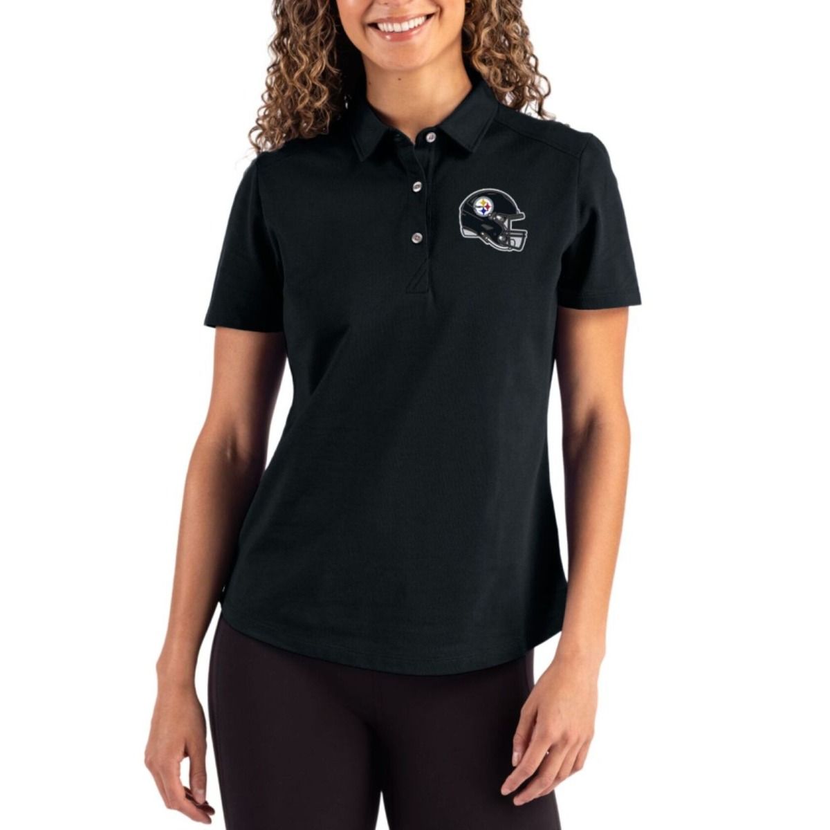 Pittsburgh Steelers Women's Cutter & Buck Advantage Pique Black Polo 5 Pittsburgh Steelers Women's Cutter & Buck Advantage Pique Black Polo