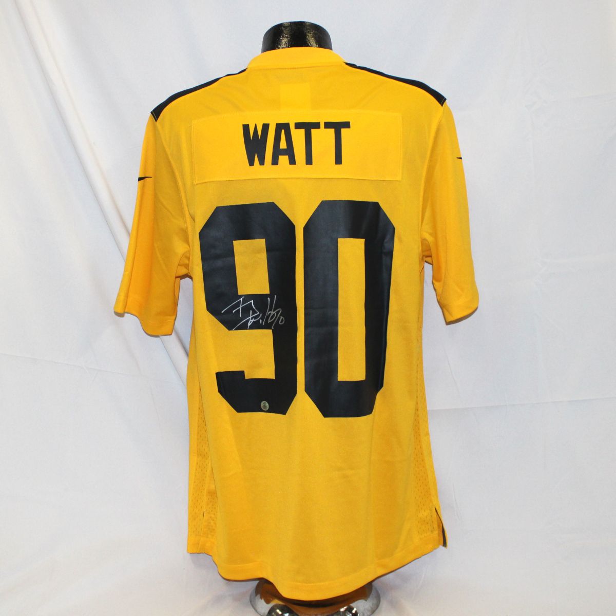 Pittsburgh Steelers #90 TJ Watt Autographed Nike Replica 1933 Legacy Jersey 1 Pittsburgh Steelers #90 TJ Watt Autographed Nike Replica 1933 Legacy Jersey