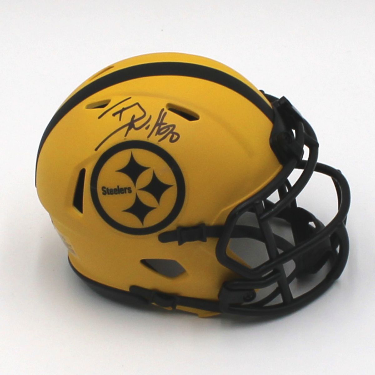 Pittsburgh Steelers #90 TJ Watt Autographed Riddell Speed Rave Collection Mini Helmet 2 Pittsburgh Steelers #90 TJ Watt Autographed Riddell Speed Rave Collection Mini Helmet