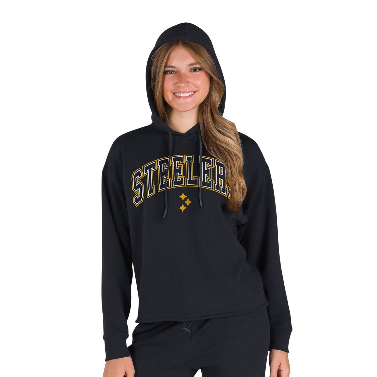 Pittsburgh Steelers Women's Kingston Color Rush Hypocycloid Pullover Hoodie 1 Pittsburgh Steelers Women's Kingston Color Rush Hypocycloid Pullover Hoodie