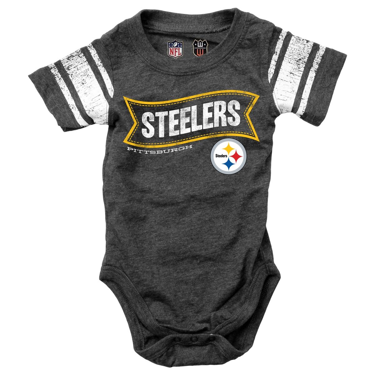 Pittsburgh Steelers Newborn Wavy Banner Creeper 3 Pittsburgh Steelers Newborn Wavy Banner Creeper