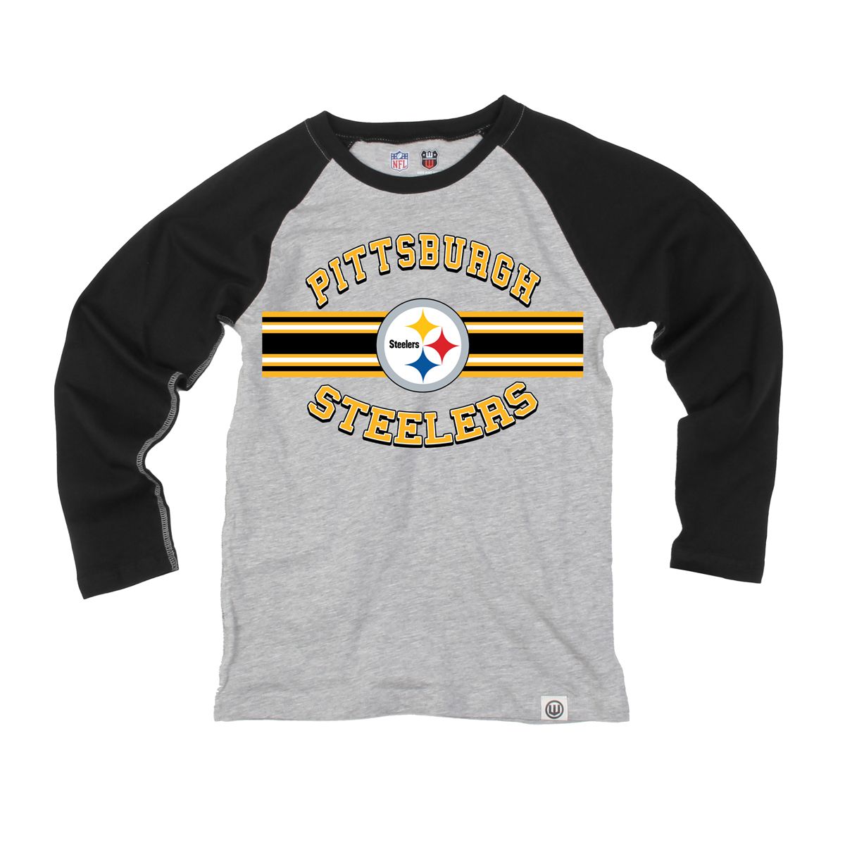 Pittsburgh Steelers Youth Medallion Raglan Long Sleeve T-Shirt 1 Pittsburgh Steelers Youth Medallion Raglan Long Sleeve T-Shirt