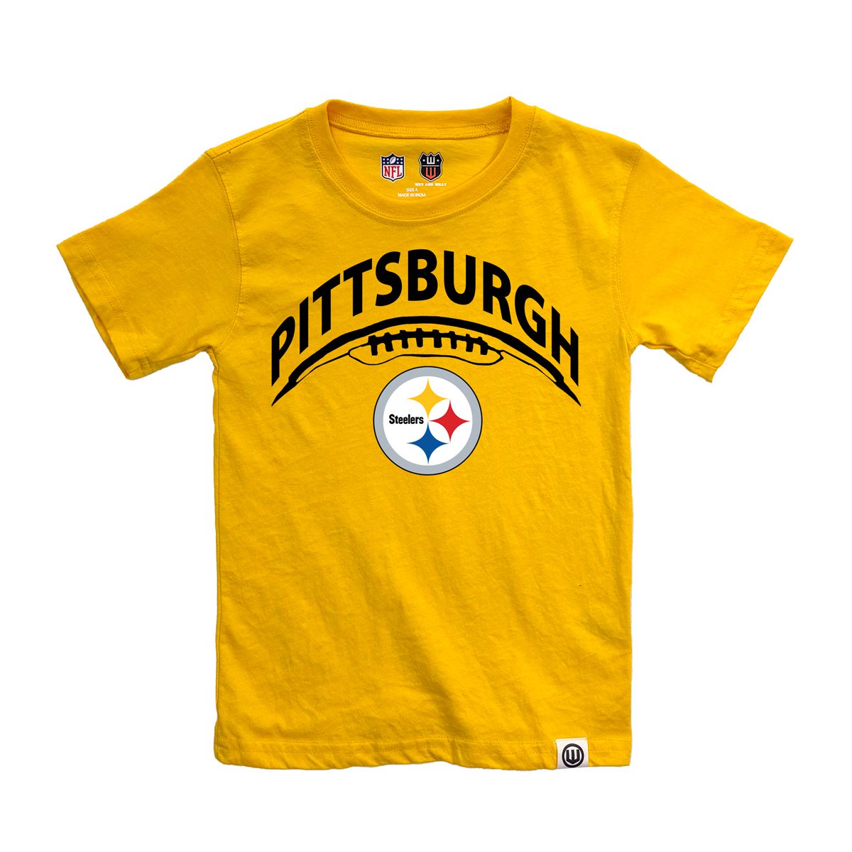 Pittsburgh Steelers Youth Bold Football Arch Short Sleeve T-Shirt 1 Pittsburgh Steelers Youth Bold Football Arch Short Sleeve T-Shirt