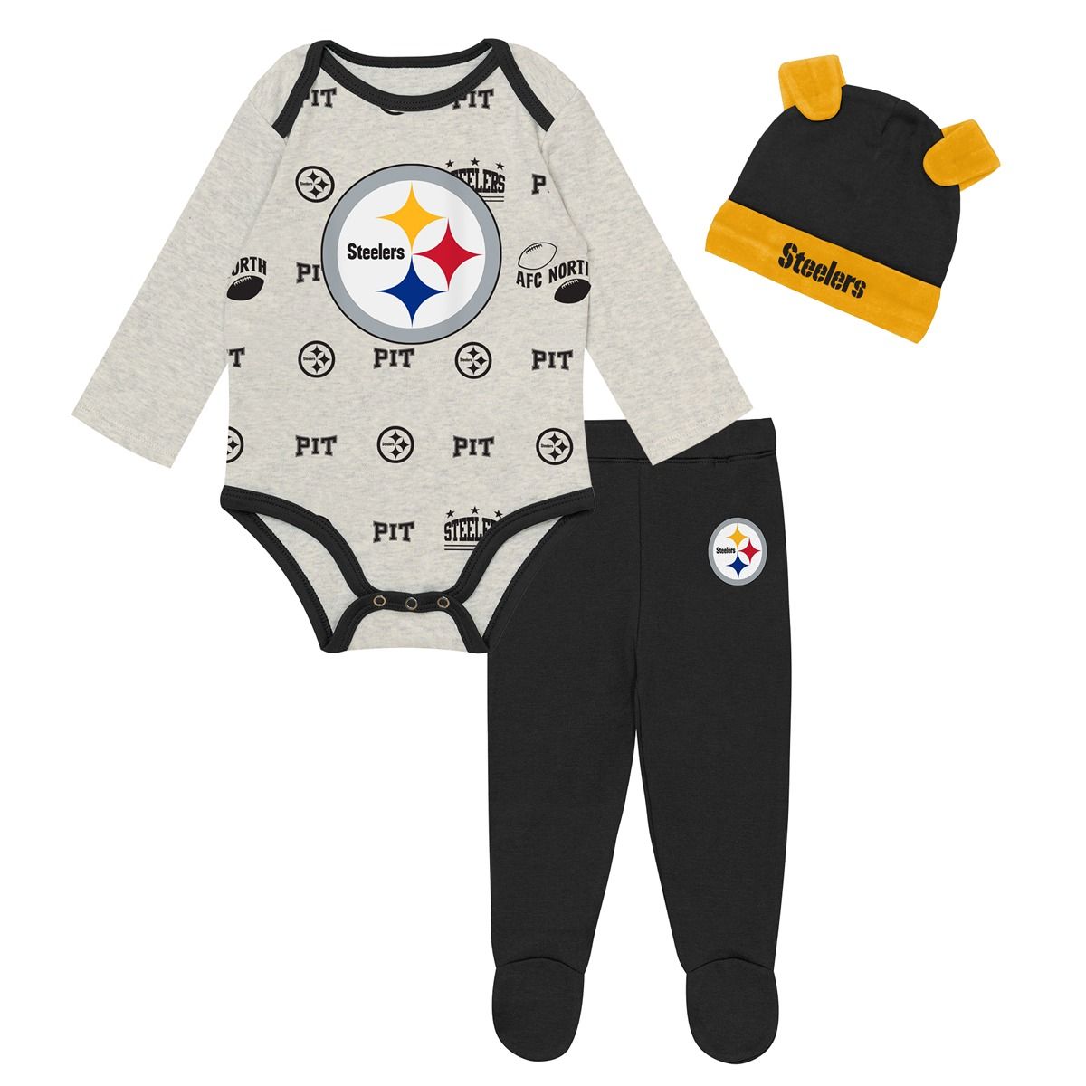 Pittsburgh Steelers Newborn Huddles & Giggles 3 Piece Set