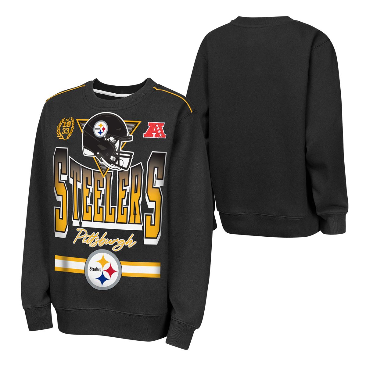 Pittsburgh Steelers Youth Run & Gun Crew Sweatshirt 3 Pittsburgh Steelers Youth Run & Gun Crew Sweatshirt