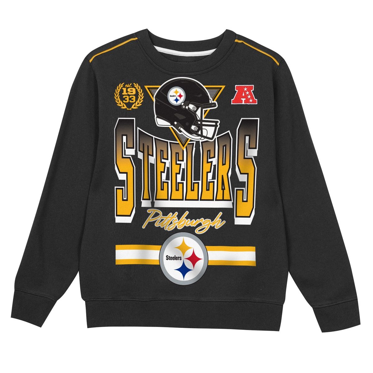 Pittsburgh Steelers Little Boy's Run & Gun Crew Sweatshirt 1 Pittsburgh Steelers Little Boy's Run & Gun Crew Sweatshirt