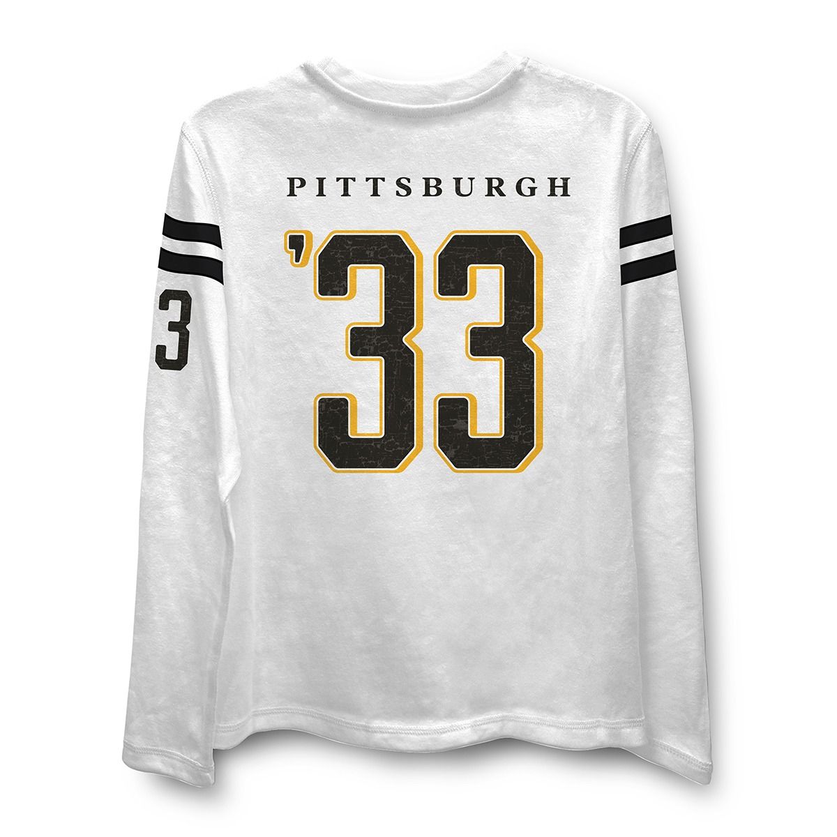 Pittsburgh Steelers Youth Flocked Striped Yoke Long Sleeve T-Shirt