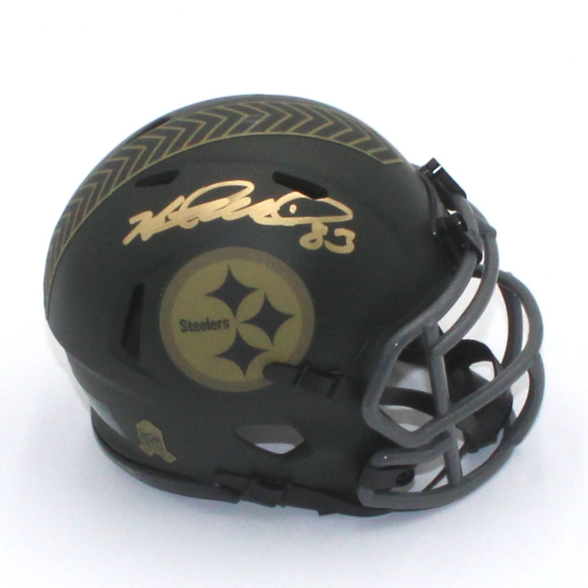 Pittsburgh Steelers #83 Heath Miller Autographed Riddell Speed Salute-to-Service Mini Helmet 1 Pittsburgh Steelers #83 Heath Miller Autographed Riddell Speed Salute-to-Service Mini Helmet