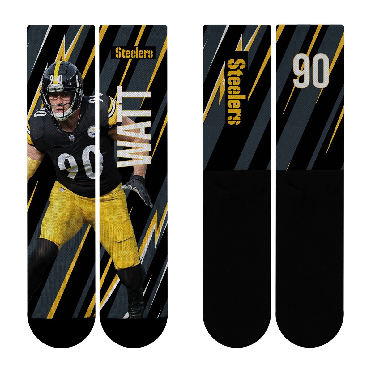 Pittsburgh Steelers Youth TJ Watt Big Energy Sock 1 Pittsburgh Steelers Youth TJ Watt Big Energy Sock