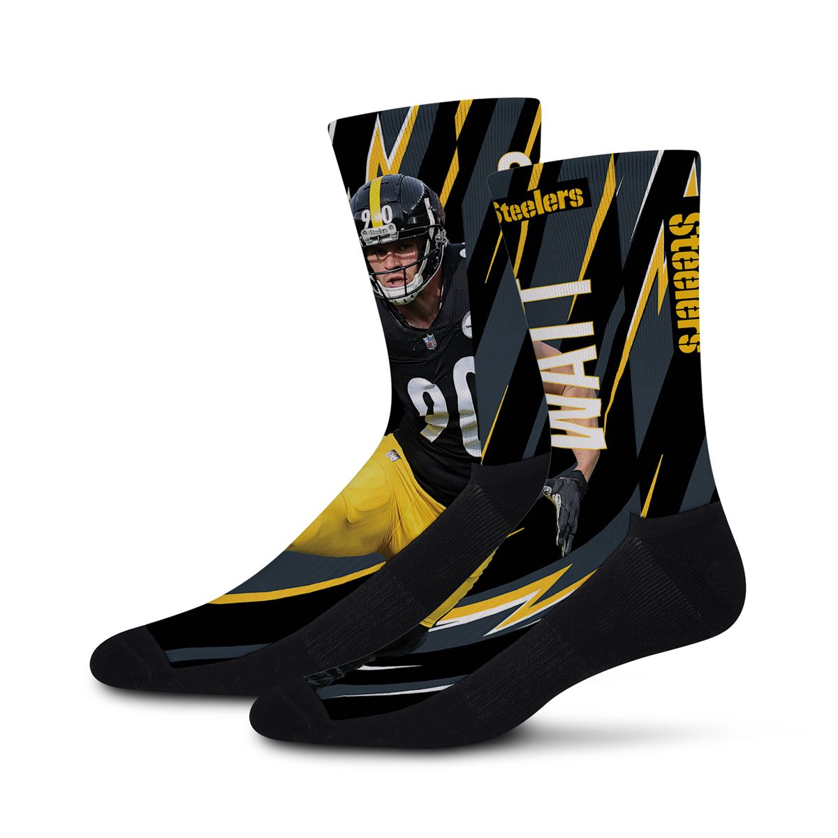 Pittsburgh Steelers Youth TJ Watt Big Energy Sock 2 Pittsburgh Steelers Youth TJ Watt Big Energy Sock